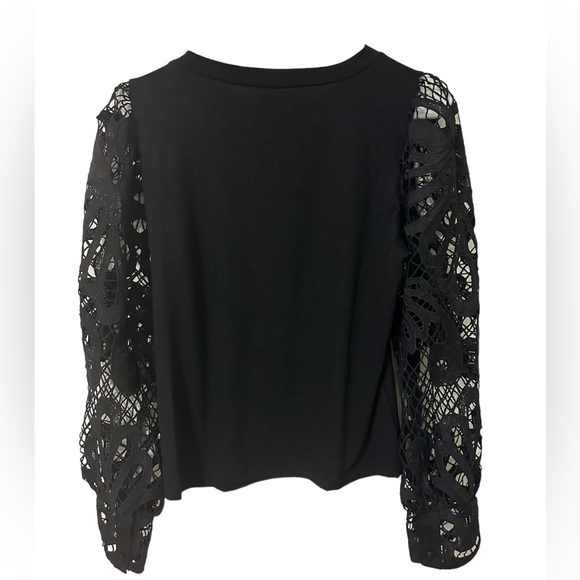 NWT Boutique black long sleeve blouse with intricate detailed sleeve pattern!!! - Picture 2 of 3